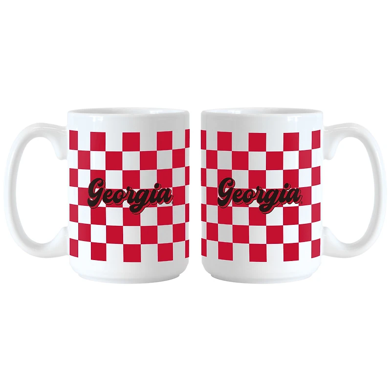 Georgia Bulldogs 2-Pack 15oz. Checkered Wordmark Mug Set