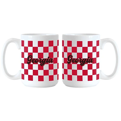 Georgia Bulldogs 2-Pack 15oz. Checkered Wordmark Mug Set