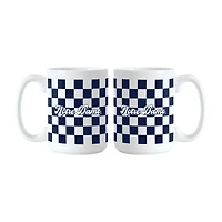 Logo Brands Notre Dame Fighting Irish 2-Pack 15oz. Checkered Wordmark Mug Set