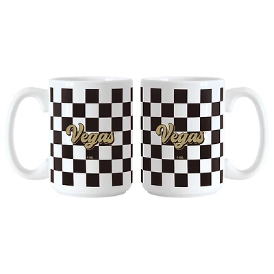 Vegas Golden Knights 2-Pack 15oz. Checkered Wordmark Mug Set