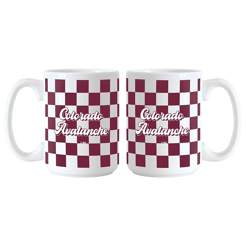 Colorado Avalanche 2-Pack 15oz. Checkered Wordmark Mug Set