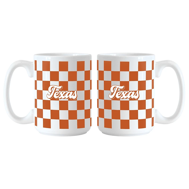 Texas Longhorns 2-Pack 15oz. Checkered Wordmark Mug Set