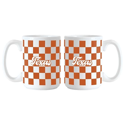 Texas Longhorns 2-Pack 15oz. Checkered Wordmark Mug Set