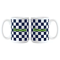 Seattle Seahawks 2-Pack 15oz. Checkered Wordmark Mug Set