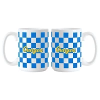 Los Angeles Chargers 2-Pack 15oz. Checkered Wordmark Mug Set