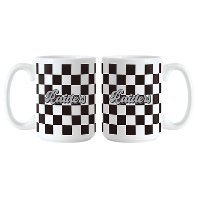 Las Vegas Raiders 2-Pack 15oz. Checkered Wordmark Mug Set