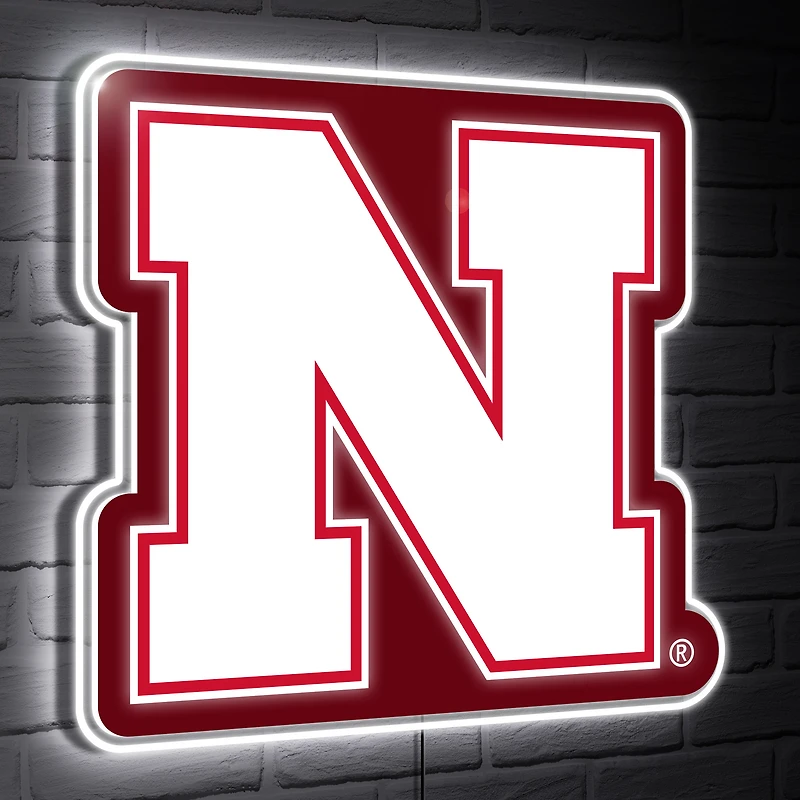Nebraska Huskers LED Team Logo Shaped Lighted Wall Sign