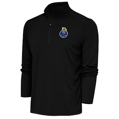 Men's Antigua  Black FC Porto Statement Quarter-Zip Pullover