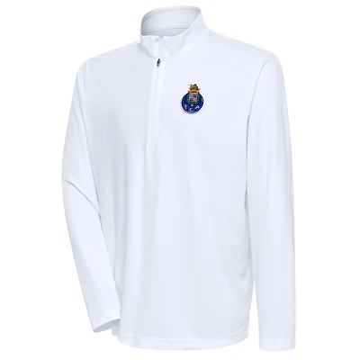 Men's Antigua  White FC Porto Statement Quarter-Zip Pullover