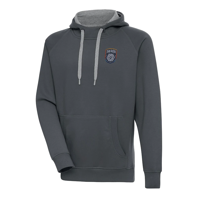 Men's Antigua Charcoal San Diego FC Victory Raglan Pullover Hoodie