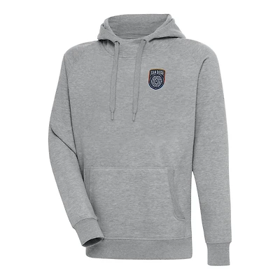 Men's Antigua Heather Gray San Diego FC Victory Raglan Pullover Hoodie
