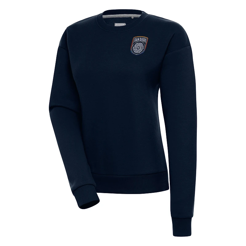 Women's Antigua Navy San Diego FC Victory Crew Neck Pullover Sweatshirt