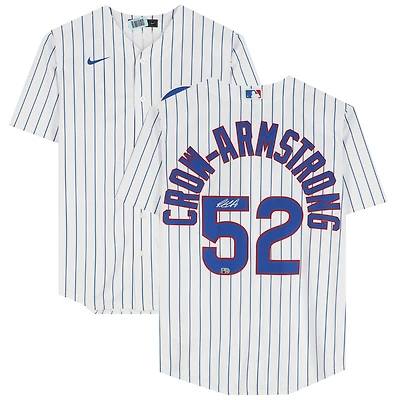 Pete Crow-Armstrong Chicago Cubs Autographed White Nike Pinstripes Replica Jersey