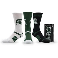 Unisex Strideline Michigan State Spartans Premium Knit Crew Socks Three-Pack