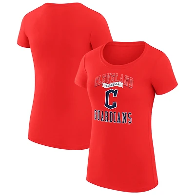 Women's G-III 4Her by Carl Banks Red Cleveland Guardians Super-Slim Fit Lightweight Team Logo Graphic T-Shirt