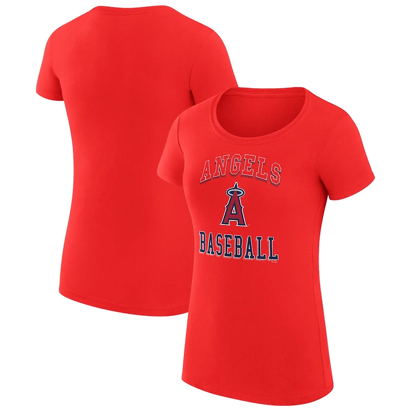 Women's G-III 4Her by Carl Banks Red Los Angeles Angels Super-Slim Fit Lightweight Team Logo Graphic T-Shirt
