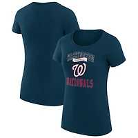 Women's G-III 4Her by Carl Banks Navy Washington Nationals Super-Slim Fit Lightweight Team Logo Graphic T-Shirt
