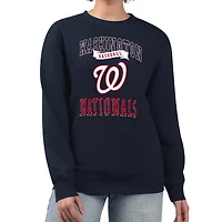 Women's G-III 4Her by Carl Banks Navy Washington Nationals Team Logo Graphic Tri-Blend Fleece Pullover Sweatshirt