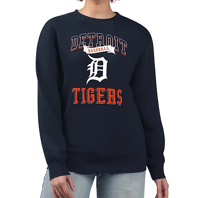 Women's G-III 4Her by Carl Banks Navy Detroit Tigers Team Logo Graphic Tri-Blend Fleece Pullover Sweatshirt