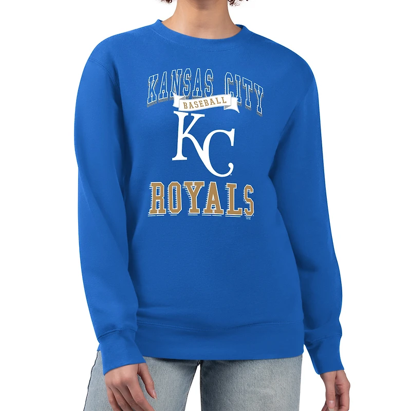 Women's G-III 4Her by Carl Banks Royal Kansas City Royals Team Logo Graphic Tri-Blend Fleece Pullover Sweatshirt
