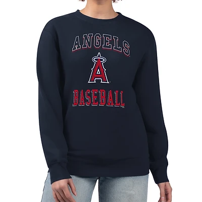 Women's G-III 4Her by Carl Banks Navy Los Angeles Angels Team Logo Graphic Tri-Blend Fleece Pullover Sweatshirt