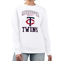 Women's G-III 4Her by Carl Banks White Minnesota Twins Team Logo Graphic Tri-Blend Fleece Pullover Sweatshirt