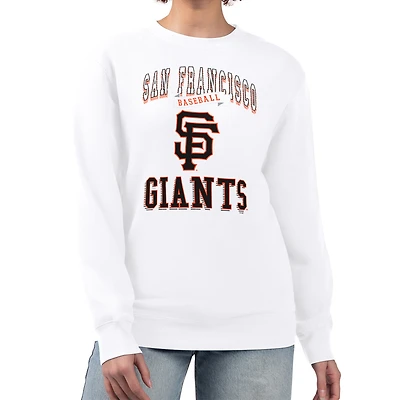 Women's G-III 4Her by Carl Banks White San Francisco Giants Team Logo Graphic Tri-Blend Fleece Pullover Sweatshirt