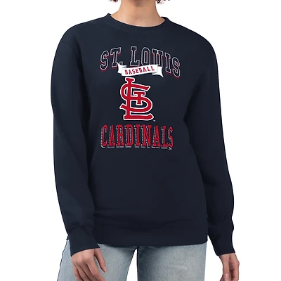 Women's G-III 4Her by Carl Banks Navy St. Louis Cardinals Team Logo Graphic Tri-Blend Fleece Pullover Sweatshirt