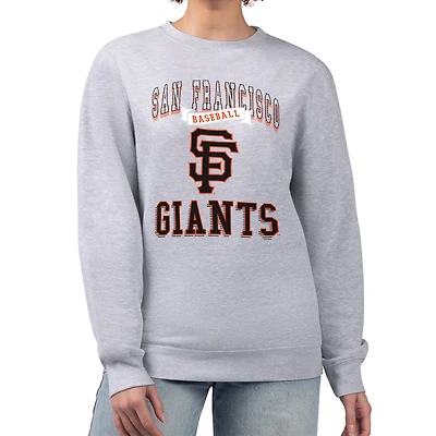Women's G-III 4Her by Carl Banks Heather Gray San Francisco Giants Team Logo Graphic Tri-Blend Fleece Pullover Sweatshirt