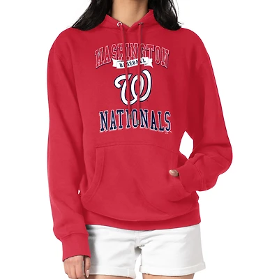 Women's G-III 4Her by Carl Banks Red Washington Nationals Team Logo Graphic Fleece Pullover Hoodie