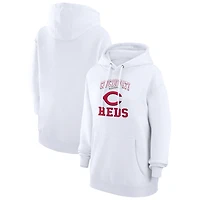 Women's G-III 4Her by Carl Banks White Cincinnati Reds Team Logo Graphic Fleece Pullover Hoodie