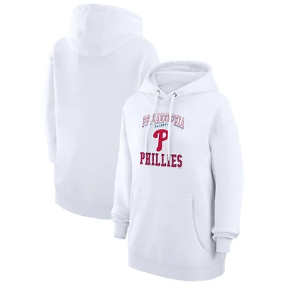 Women's G-III 4Her by Carl Banks White Philadelphia Phillies Team Logo Graphic Fleece Pullover Hoodie
