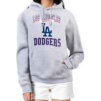 Women's G-III 4Her by Carl Banks Heather Gray Los Angeles Dodgers Team Logo Graphic Fleece Pullover Hoodie