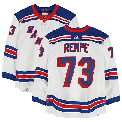 Matt Rempe New York Rangers Game-Used #73 White adidas Jersey Worn During the Second Round of the 2024 Stanley Cup Playoffs vs. Carolina Hurricanes