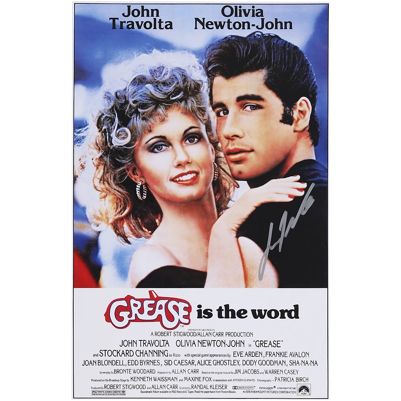 John Travolta Grease Autographed 11" x 17" Movie Poster