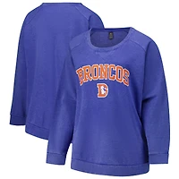 Women's Fanatics  Royal Denver Broncos Acid Wash Raglan Pullover Sweatshirt