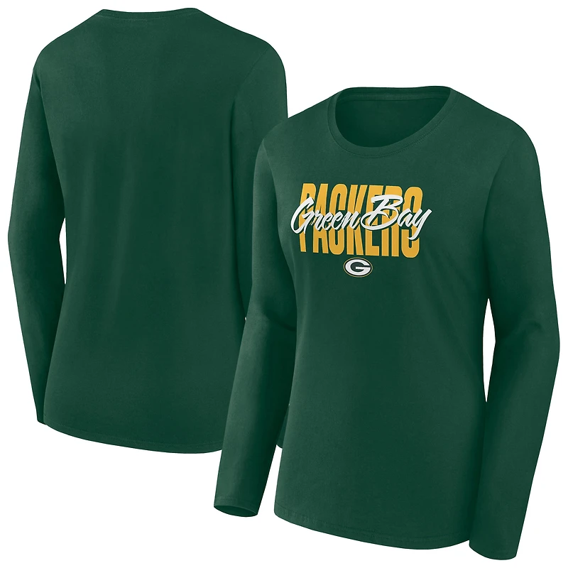 Women's Fanatics Green Green Bay Packers Long Sleeve Scoop Neck T-Shirt