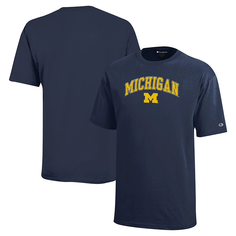 Youth Champion Navy Michigan Wolverines Arch Over Logo T-Shirt