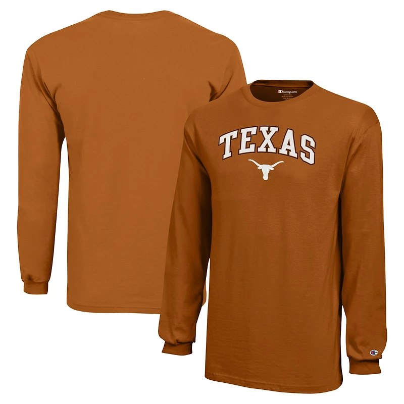 Youth Champion Texas Orange Longhorns Arch Over Logo Long Sleeve T-Shirt