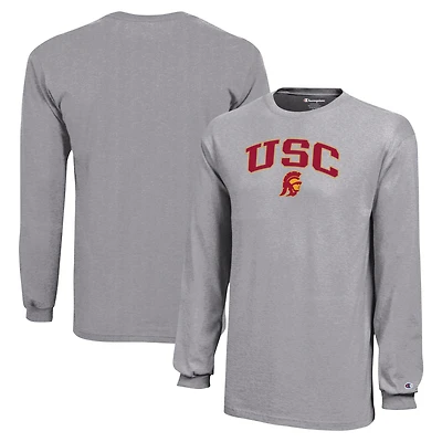 Youth Champion Gray USC Trojans Arch Over Logo Long Sleeve T-Shirt