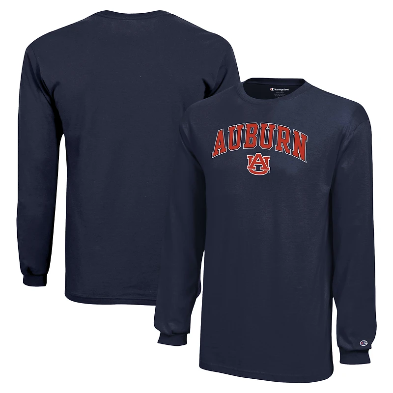 Youth Champion Navy Auburn Tigers Arch Over Logo Long Sleeve T-Shirt