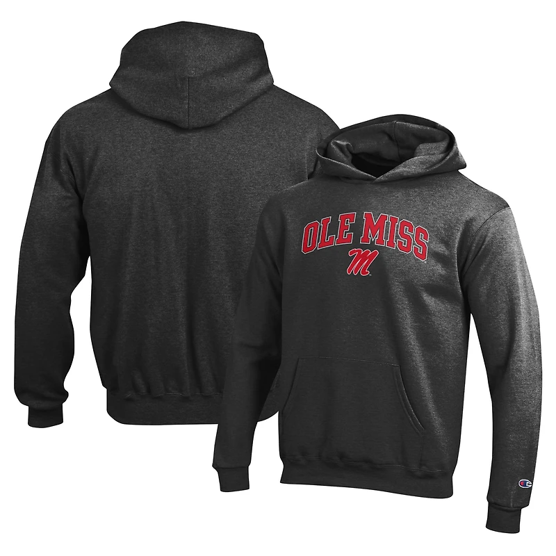 Youth Champion Heather Charcoal Ole Miss Rebels Campus Pullover Hoodie