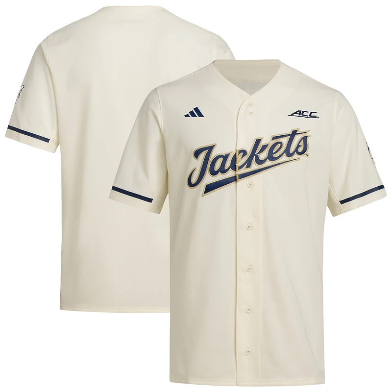 Men's adidas Cream Georgia Tech Yellow Jackets Replica Baseball Jersey
