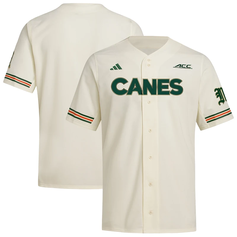 Men's adidas  Cream Miami Hurricanes Replica Baseball Jersey