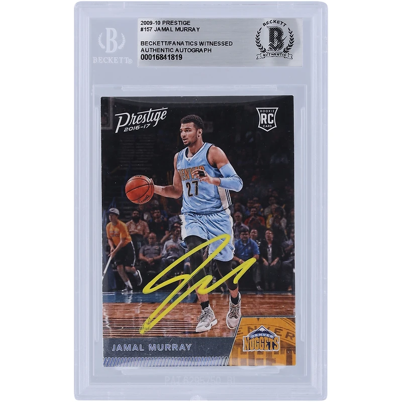 Jamal Murray Denver Nuggets Autographed 2016-17 Panini Prestige Yellow Ink #157 Beckett Fanatics Witnessed Authenticated Rookie Card