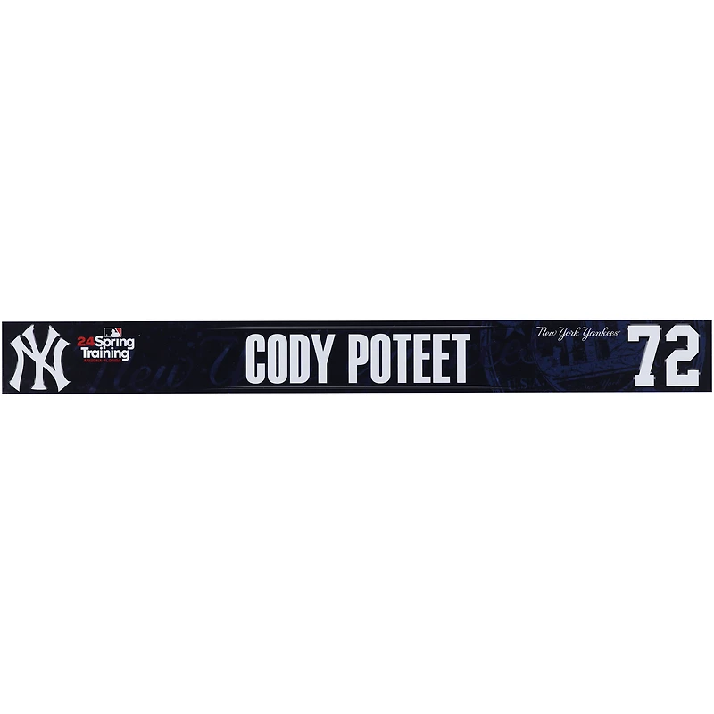 Cody Poteet New York Yankees Player-Issued #72 Navy Nameplate from 2024 MLB Spring Training