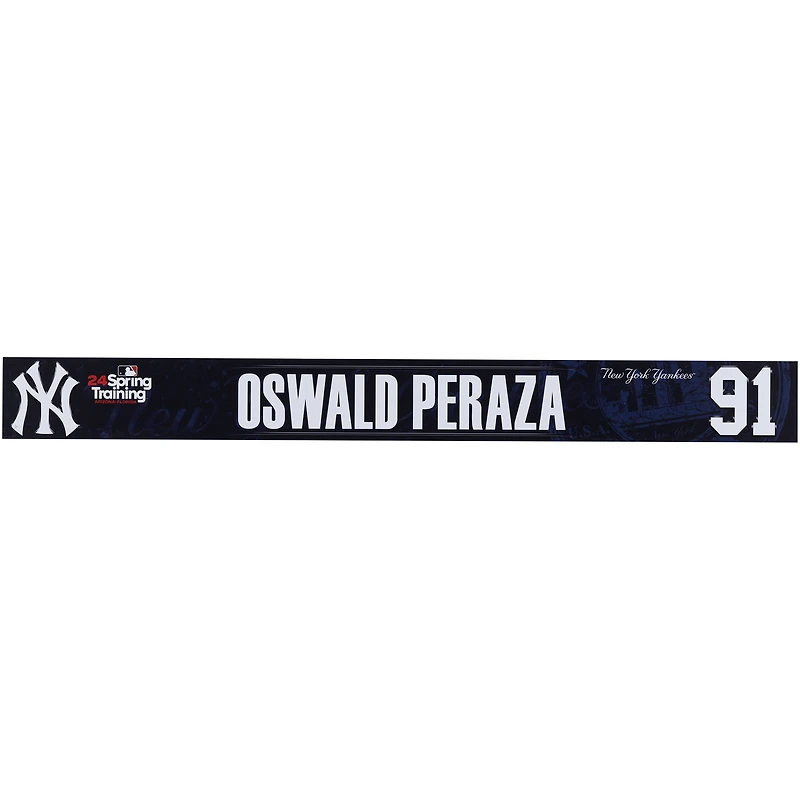 Oswald Peraza New York Yankees Player-Issued #91 Navy Nameplate from MLB Spring Training