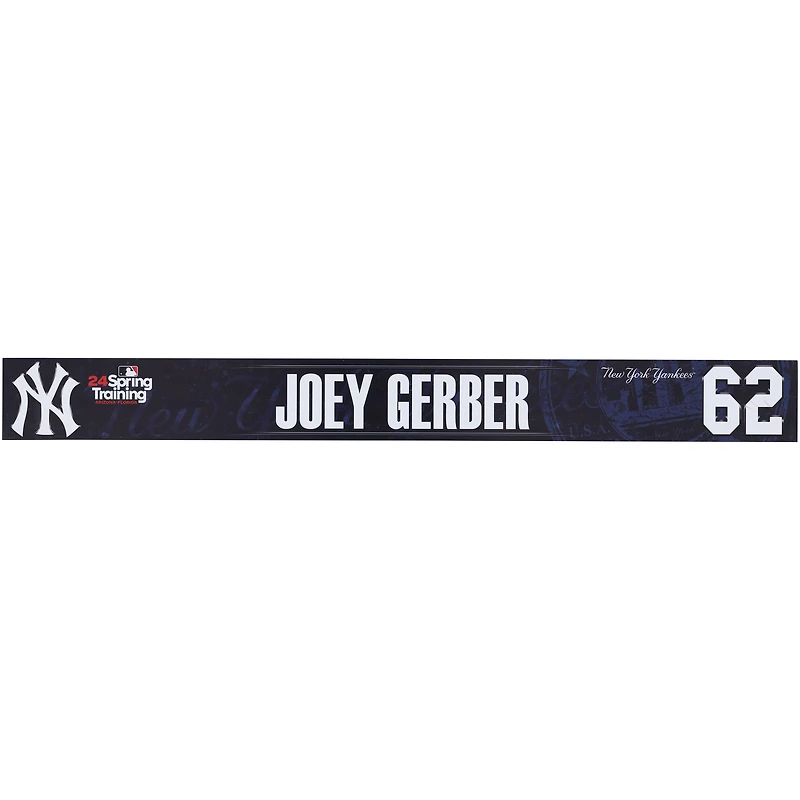 Joey Gerber New York Yankees Player-Issued #62 Navy Nameplate from 2024 MLB Spring Training