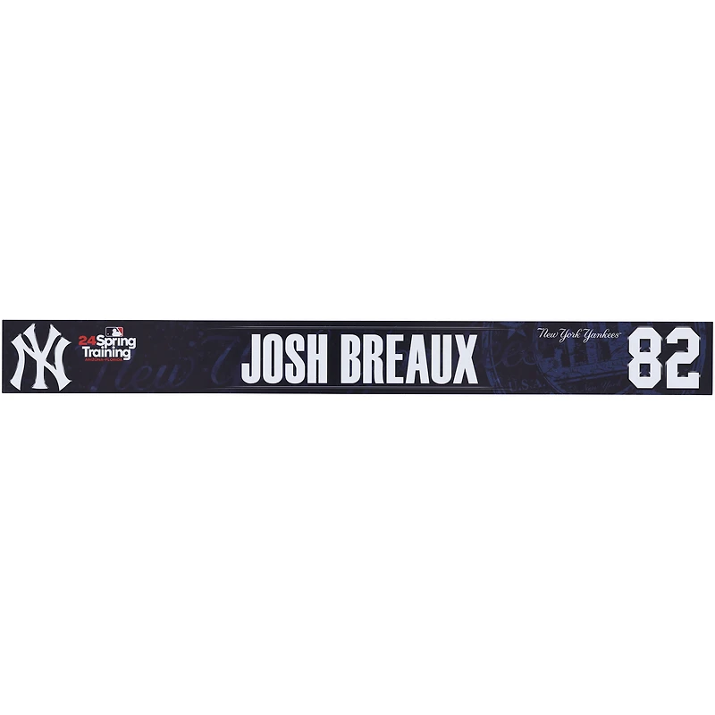Josh Breaux New York Yankees Player-Issued #82 Navy Nameplate from 2024 MLB Spring Training