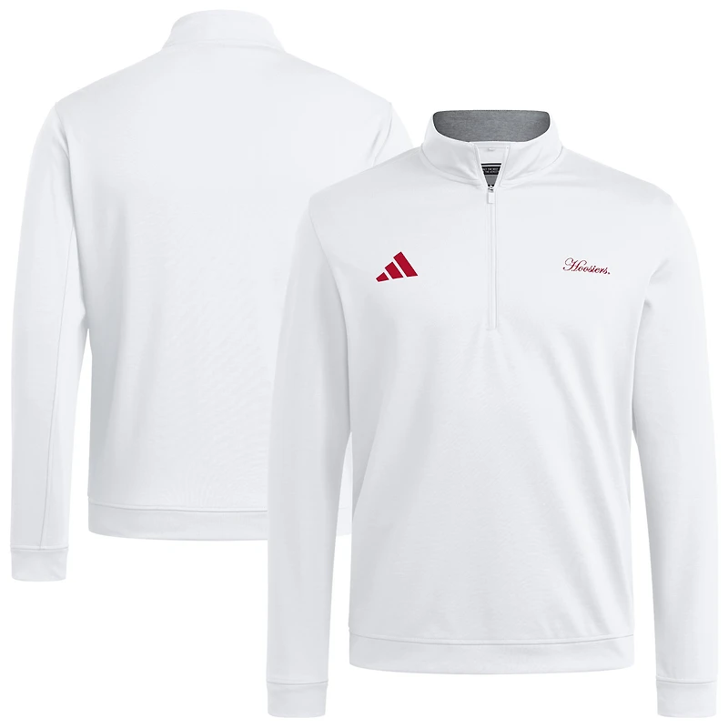 Men's adidas White Indiana Hoosiers Elevated Quarter-Zip Jacket